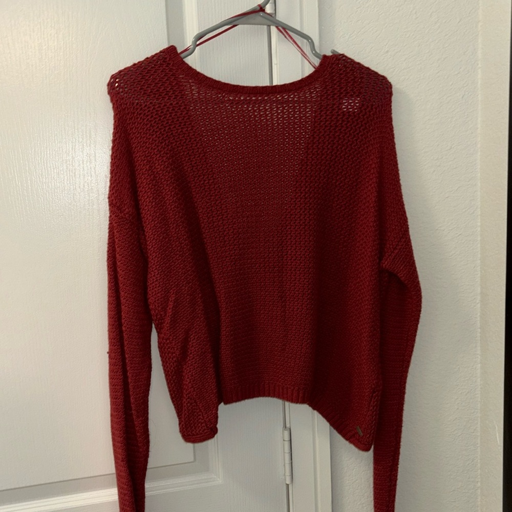 Like new hollister red crisscross open back sweater
